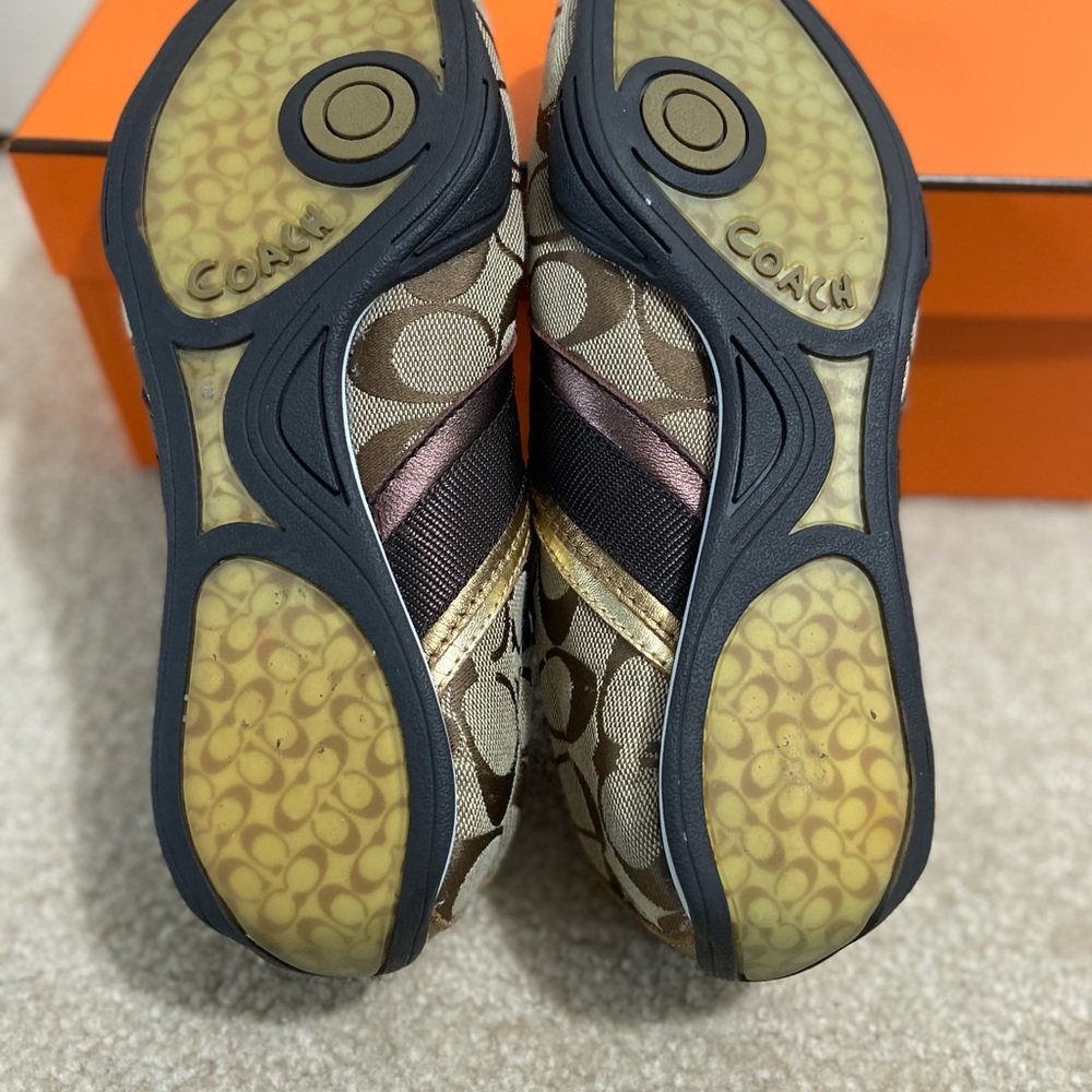 Coach Brown and Gold Signature Sneakers size 37 - Picture 3 of 3